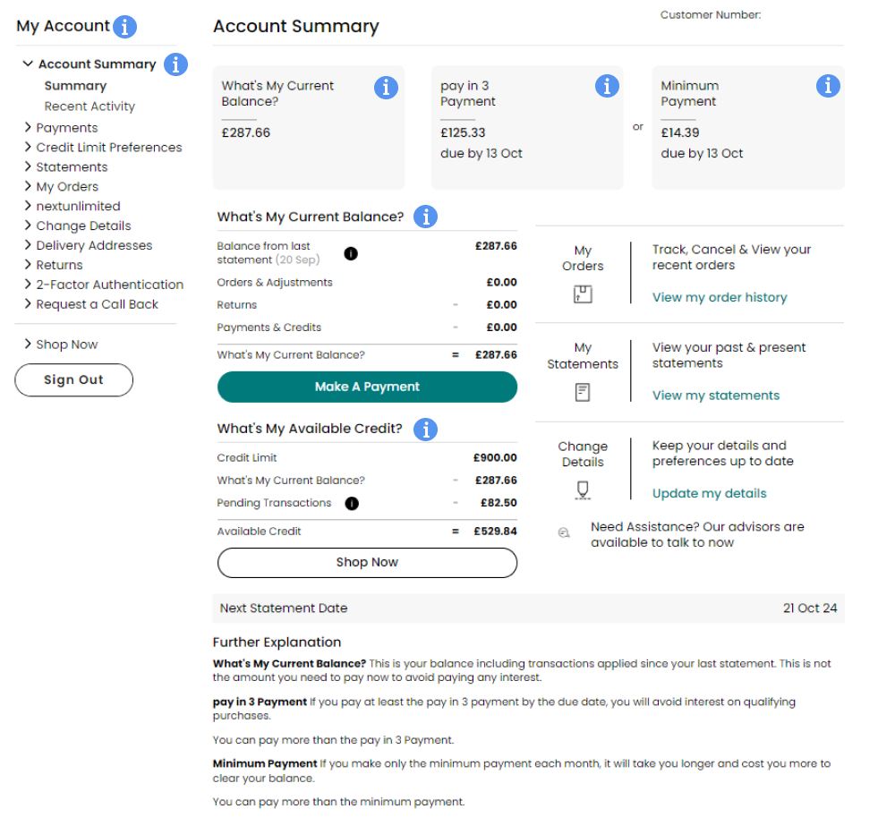 Pay in 3 My Account NEXT Help Centre